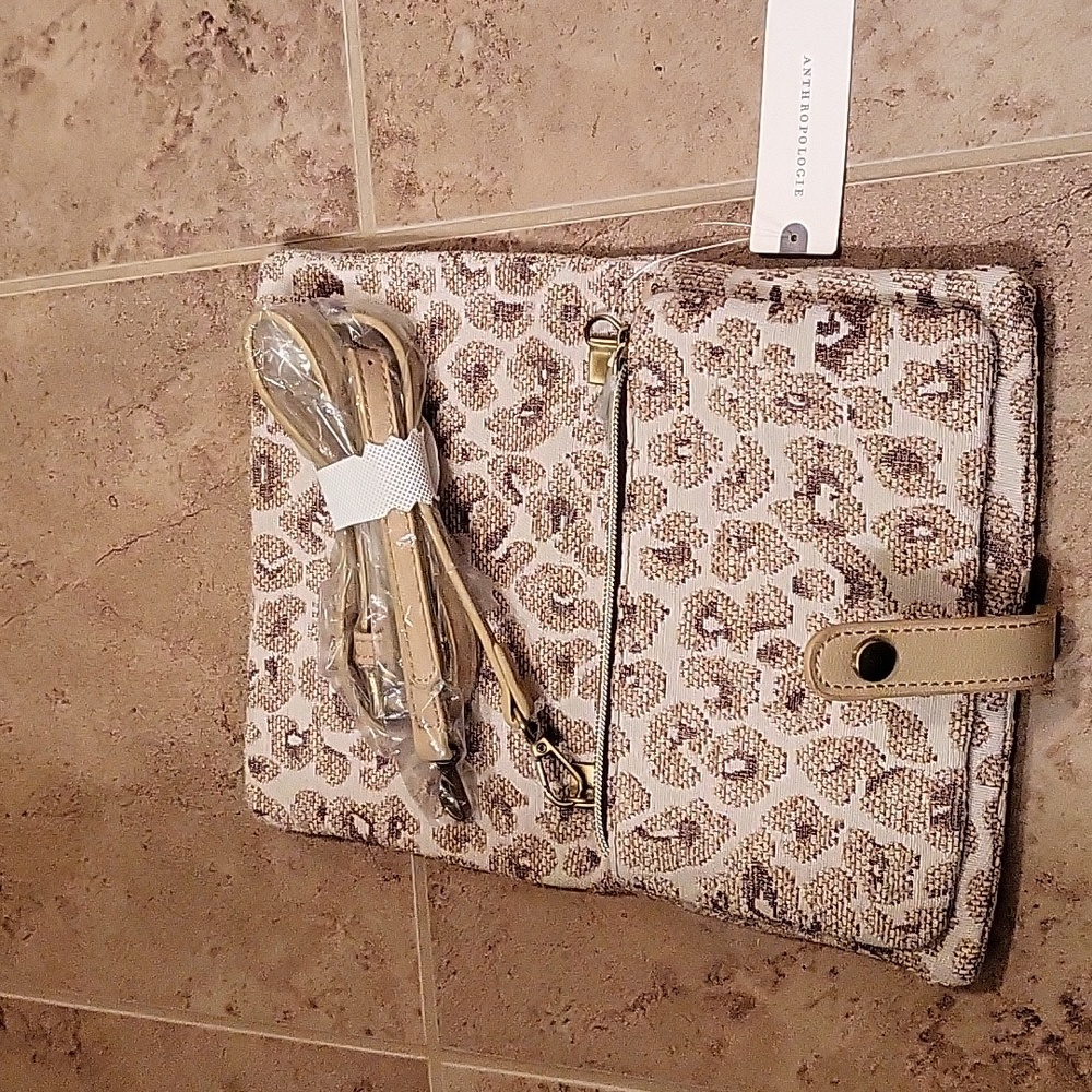 Anthropologie Sand and Sable Pouch/Wallet with Strap